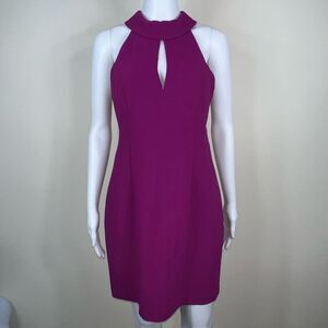 Trina Turk Magenta High Neck Peekaboo Cocktail Dress
